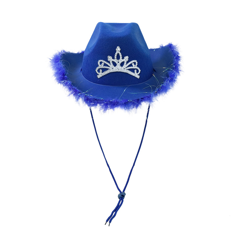 Sombreros de corona de lana sólida, nuevos sombreros de vaqueros industria pesada occidentales, sombreros de Halloween, sombreros de fiesta, sombreros de fiesta