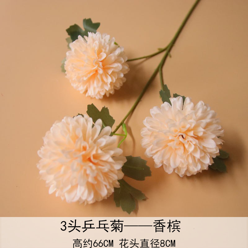 Crisantemo artificial Arreglo de La boda crisantemo de tres cabezas decoración de la fotografía de la boda 3-cabeza cebolla bola flor Hortensia flor falsa