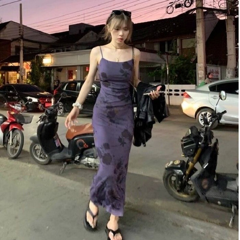 【Flash Sale Hot Item】New Chinese Style Long Dress, New Chinese Style Strap Dress for Women, French Style Elegant Slim Fit