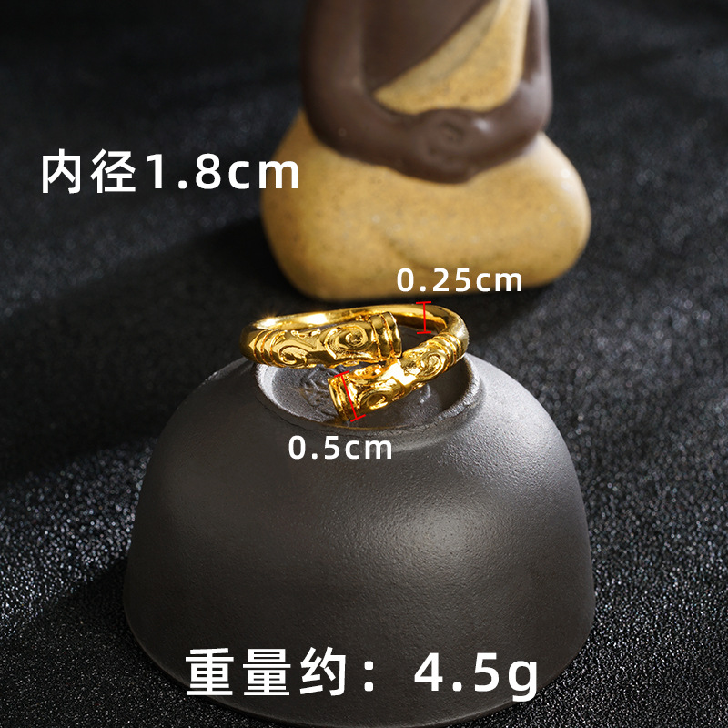 Vintage tide vietnamita arena oro brazalete de oro barra de arnés en relieve suave estricto anillo abierto accesorios al por mayor