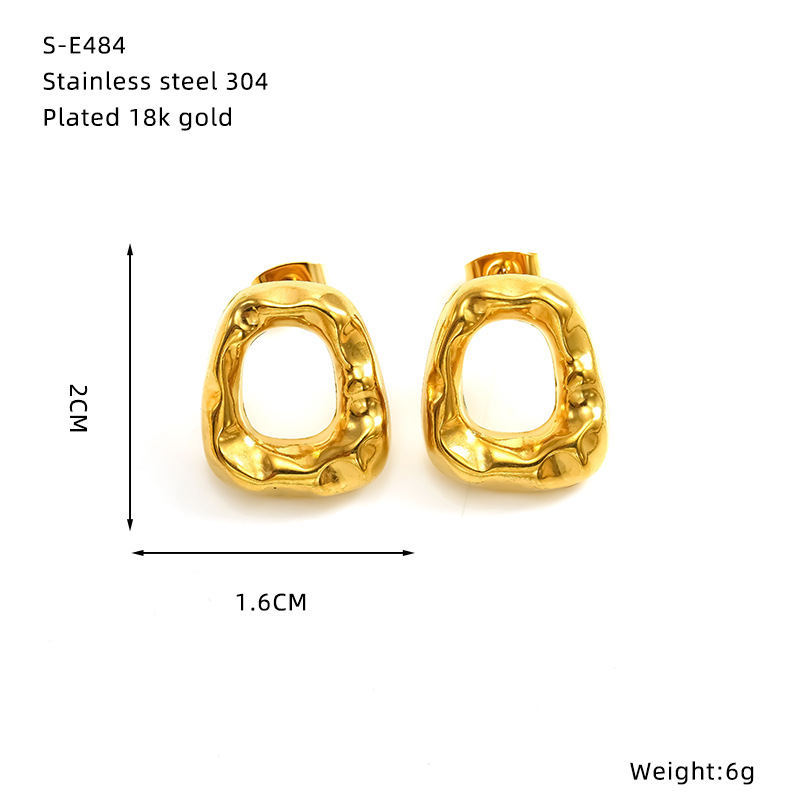 Titanium Steel Stud Earrings For Women Minimalist Half Ring Style_voghion.com