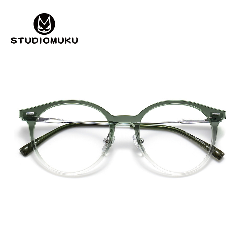 STUDIOMUKU gafas de madera fresca gafas redondas ovaladas marco liso gafas decorativas gradiente marco gafas image 5
