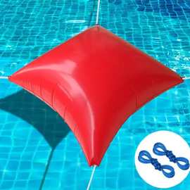 厂家定做PVC方形充气泳池枕红色加厚防护冬季水池空气枕耐寒水枕