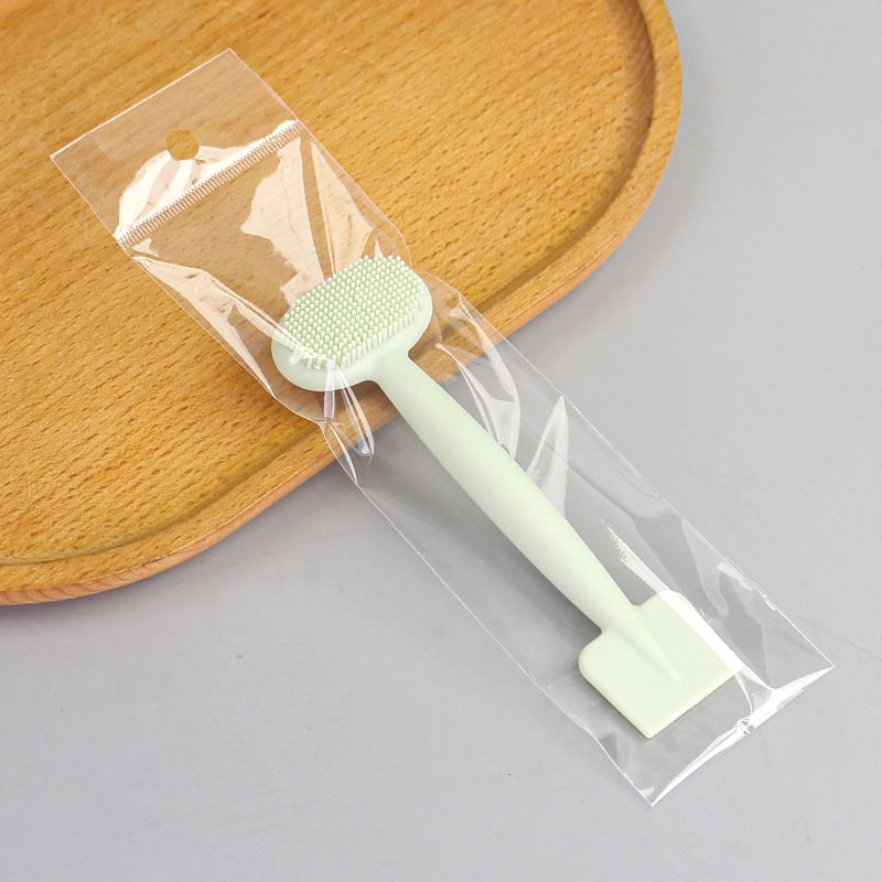 Horizontal spatula head facial cleansing brush: Avocado green