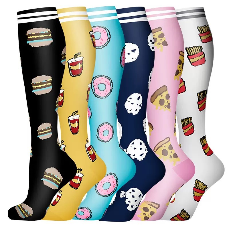 Juego de 6 pares de calcetines deportivos de compresión transfronterizos para fitness, calcetines largos de compresión para pantorrillas para hombres y mujeres, calcetines de compresión elásticos. image 7