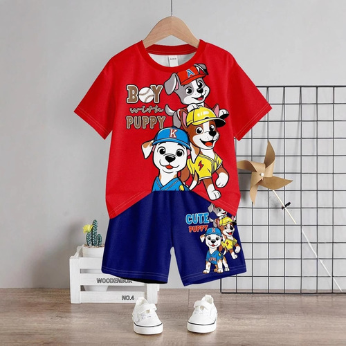 New summer children's short-sleeved T-shirt and shorts casual high-quality animal print two-piece set RA01 + RD01
