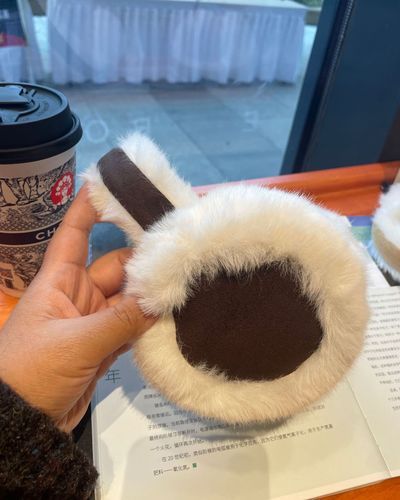 Xiaohongshu's same dark coffee earmuffs, plush, warm, cycling and ear protection, plush, cute, anti-freeze, sports and leisure