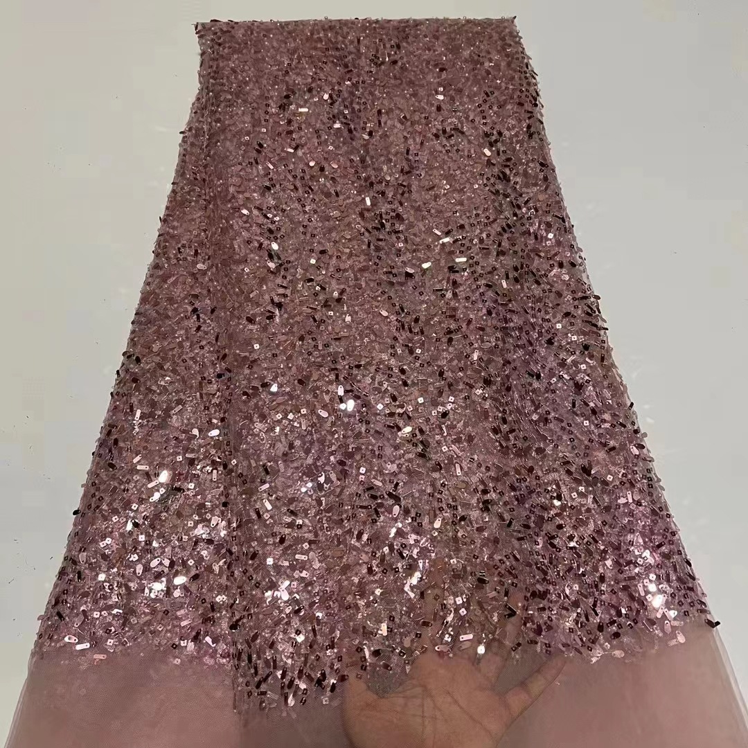 Vintage lentejuelas bordado de malla encaje europeo y americano vestido fiesta brillante parche bordado tela JX2896