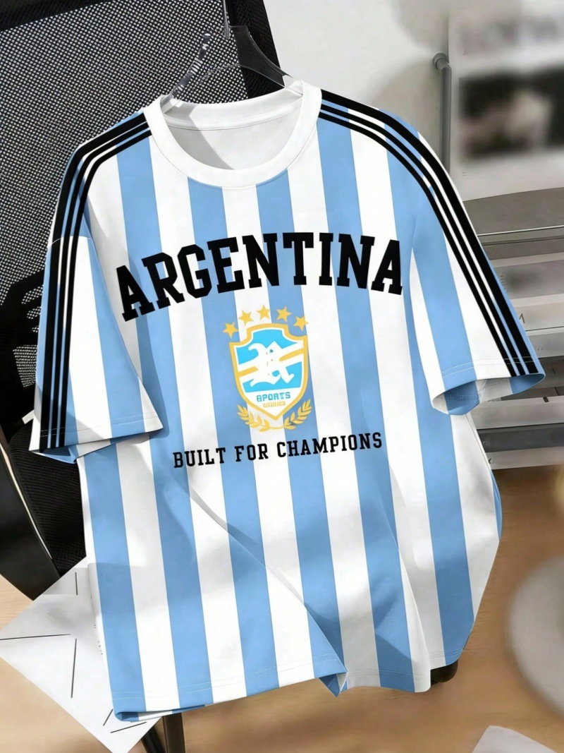 Camisetas de fútbol argentinas con letras y rayas impresas en Argentina Ideal para los aficionados al fútbol