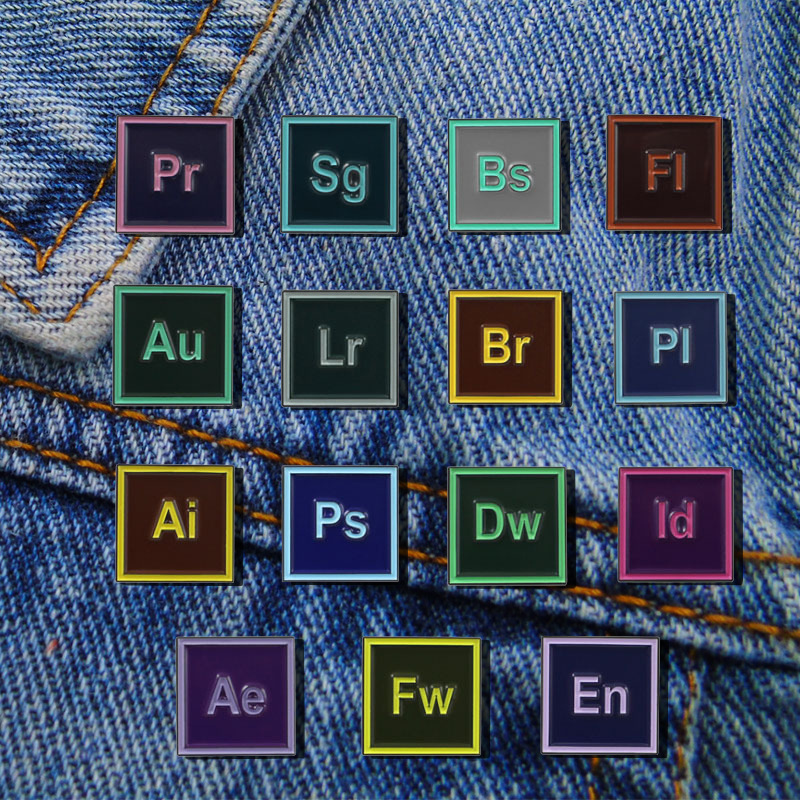Fashionable creative square cartoon badge with letters