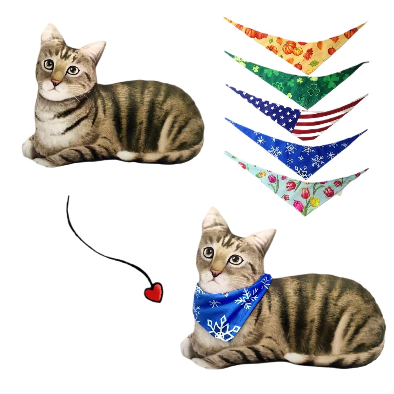 Nuevos productos transfronterizos estereoscópicos almohada de gato reemplazable bufandas de temporada sofá almohada de descanso almohada decoración de vacaciones