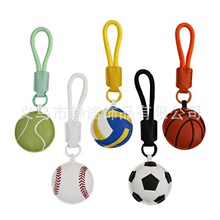 新款创意篮球橄榄球羽毛球足球皮革钥匙扣挂件挂饰小礼品跨境批发