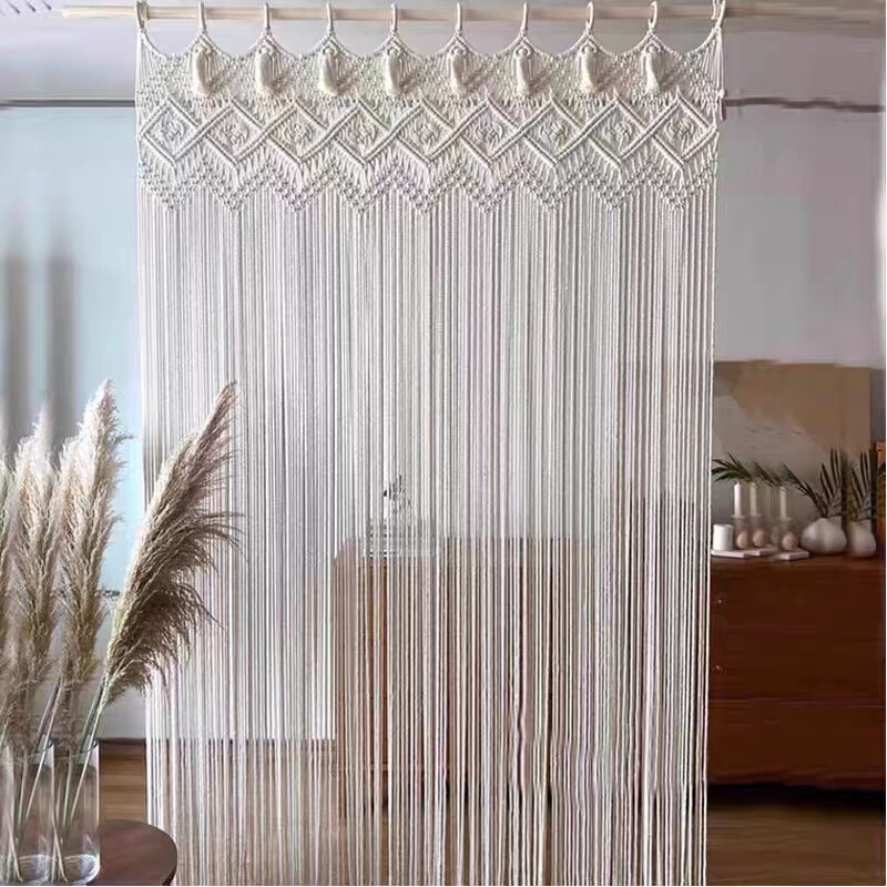 Hand-Woven Door Curtain Tapestry, Bohemian Style, Handmade Cotton Thread Woven Curtain, Wedding Curtain, Home Decoration Wall Hanging Hand-Woven Door Curtain Tapestry, Bohemian Style, Handmade Cotton Thread Woven Curtain, Wedding Curtain, Home Decoration Wall Hanging
