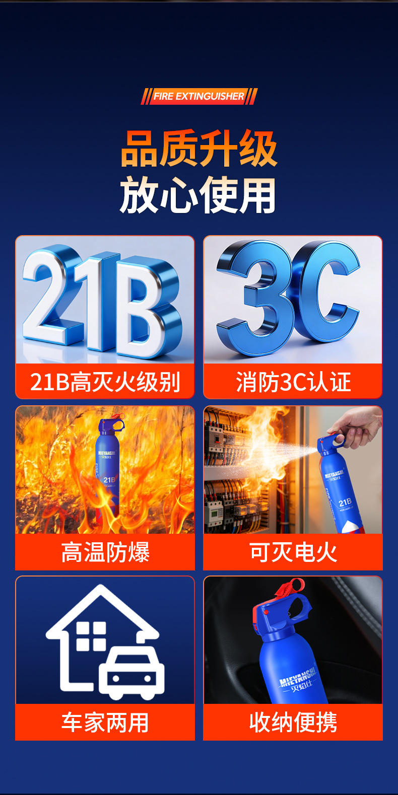 Vehicle-Mounted Water-Based Fire Extinguisher 21B for Car Annual Inspection, Household Use, Explosion-Proof, High-Temperature Resistant, Portable Firefighting Equipment