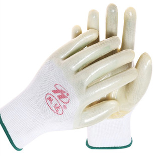 Shuangda PVC Semi-Hanging Gloves Oil-proof Wear-resistant Glue-coated White Glue Gloves Nylon Glue-hanging Gloves for Work Site