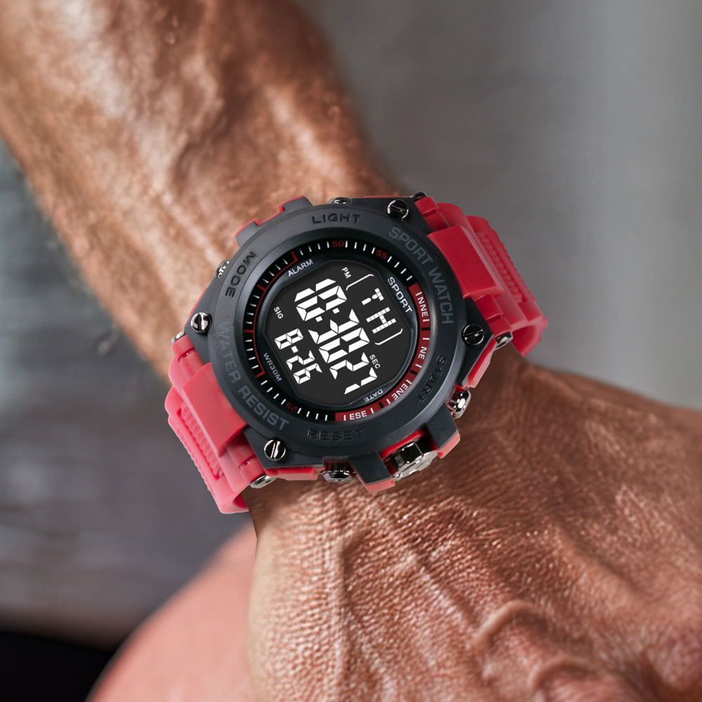 Reloj electrónico de deportes de estudiantes de secundaria y secundaria transfronterizos de gran dial personalizado alarma de luz nocturna al aire libre reloj electrónico