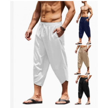 夏季外贸男士灯笼裤宽松束脚裤夏装七分长裤阔腿裤哈伦小脚裤潮