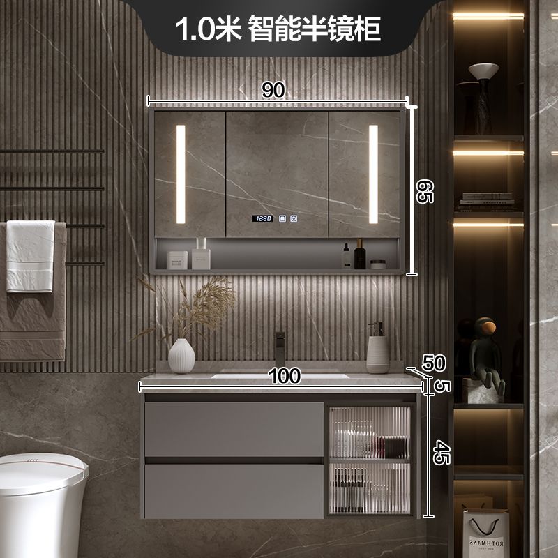 Placa de roca sin fisuras cuenca integrada inteligente gabinete de baño combinación de baño tabla de lavado lavabo