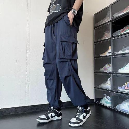 Overalls men's summer new high street ins trendy brand loose straight pants youth fashion drawstring casual pants