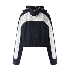 现货2025秋新款拼色蝴蝶结钉珠棒球服外套LF25Q11SC102