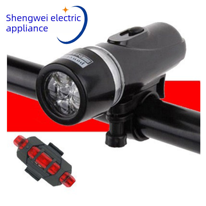 Direct Sales 5 LED Bicycle Front Light and Rear Taillight Set Mountain Bike Warning Light Outdoor Riding Lighting Lamp