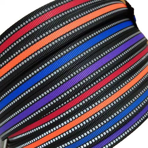 3mm reflective strip thickened polyester pet band colorful glowing woven band pet chest and back strap harness collar