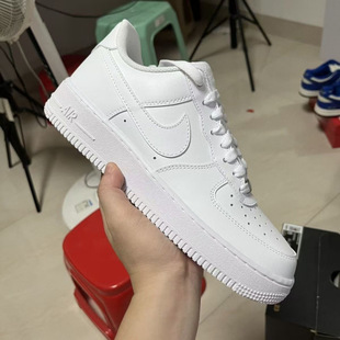 ⇞ High Version Pure White Pure Original Af1 Versatile Casual Sports Sneakers for Men and Women Couples Trendyy Low-Top White Shoes