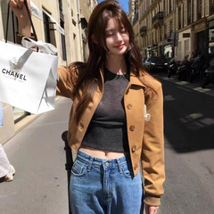 现货 2025秋季新款韩国东大门veget*ble翻领单排扣长袖夹克外套女