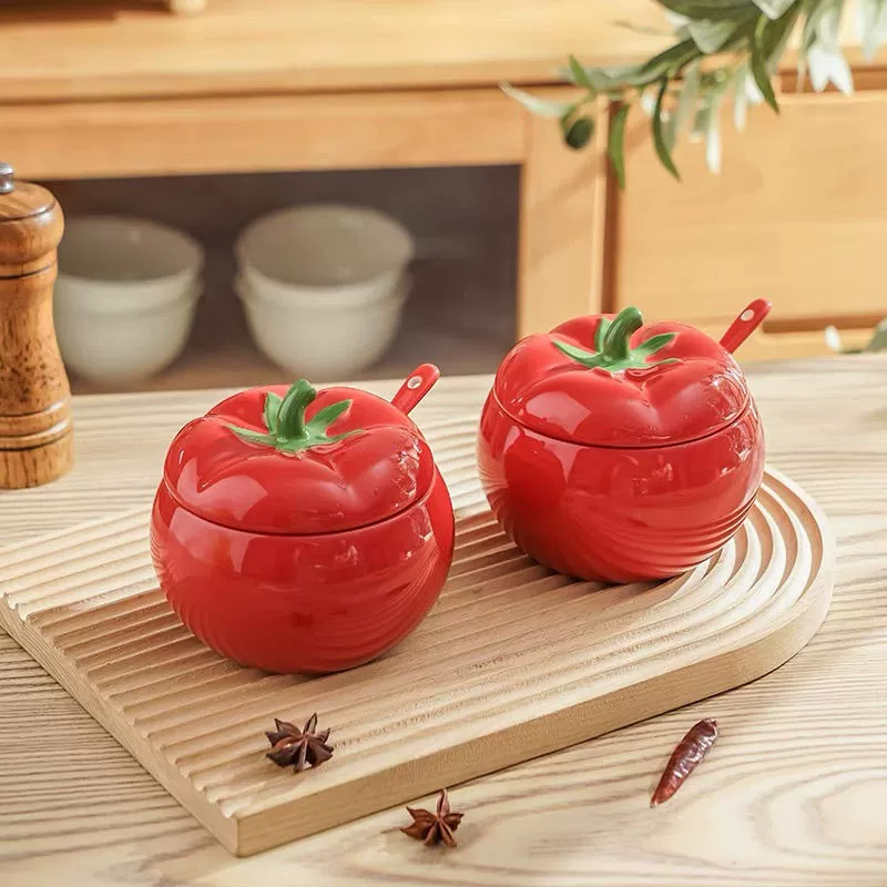 Ст jars seasoning помидорной формы, керамическая глазурь подглазурных цветов, емкость 420 мл, красный (1 шт)