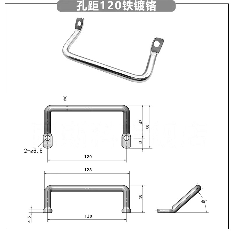 侧装倾斜角型拉手304不锈钢圆柱弯角扁头折弯提手工业把手明装|undefined