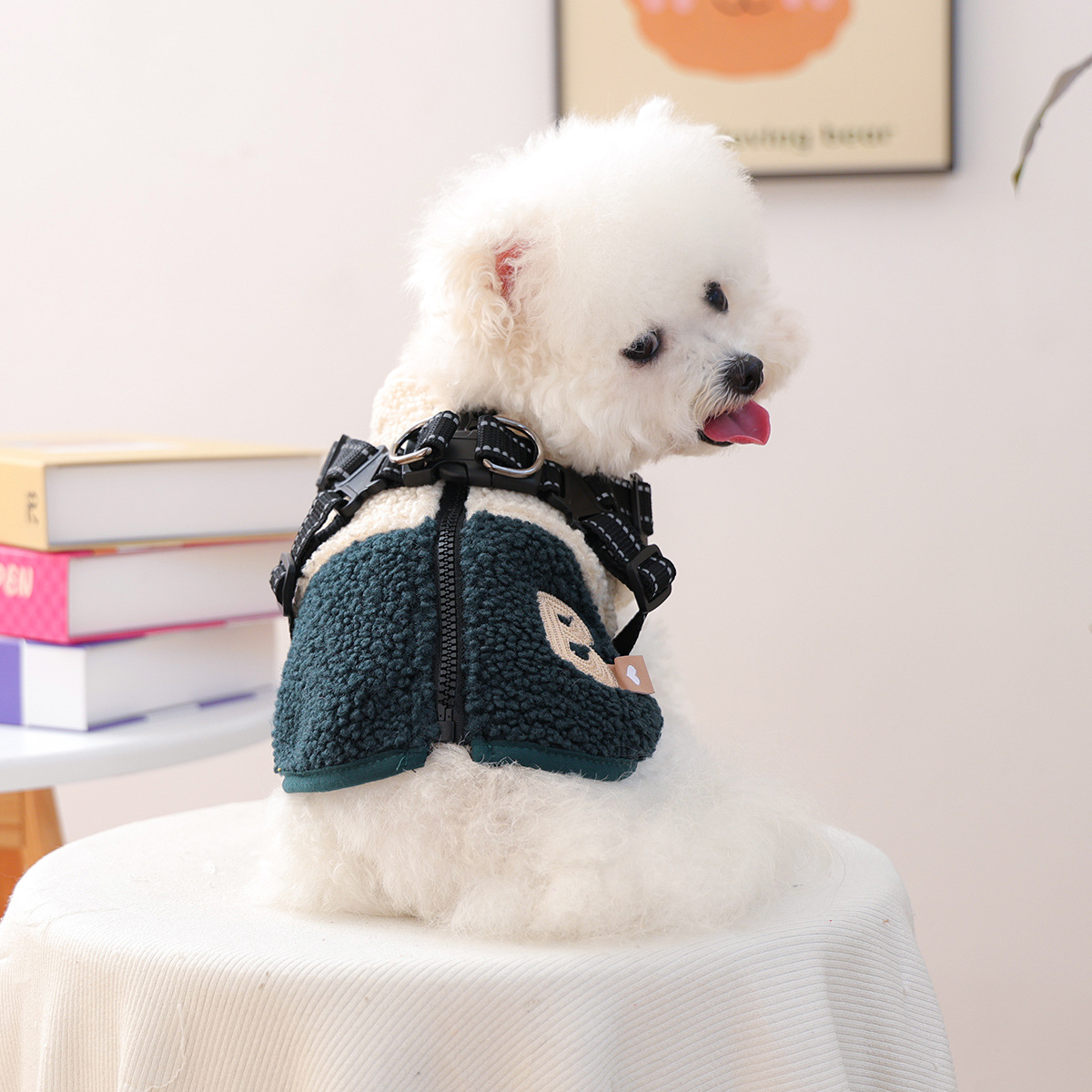 Ropa de mascotas otoño e invierno nuevo cálido forro de lana estilo coreano suéter cálido color frío-resistente Cordero polar tracción suéter
