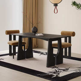 大众之家温德林实木餐桌法式复古风小户型客厅长方形饭桌子设计师