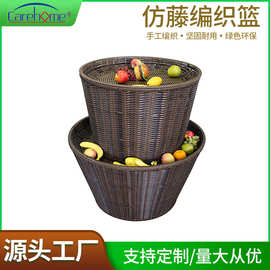 藤编水果蓝超市堆头筐仿藤堆头篮 生鲜区蔬菜水果展示篮置物框