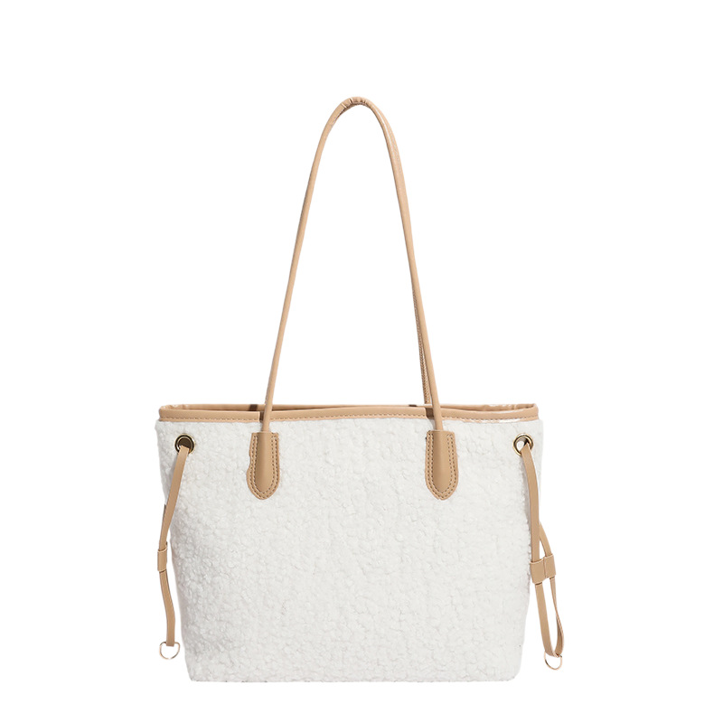 Bolso de mano de peluche de peluche para mujeres 2026 nuevo bolso de hombro de peluche de peluche de gran capacidad simple bolso de mano casual coreano image 6
