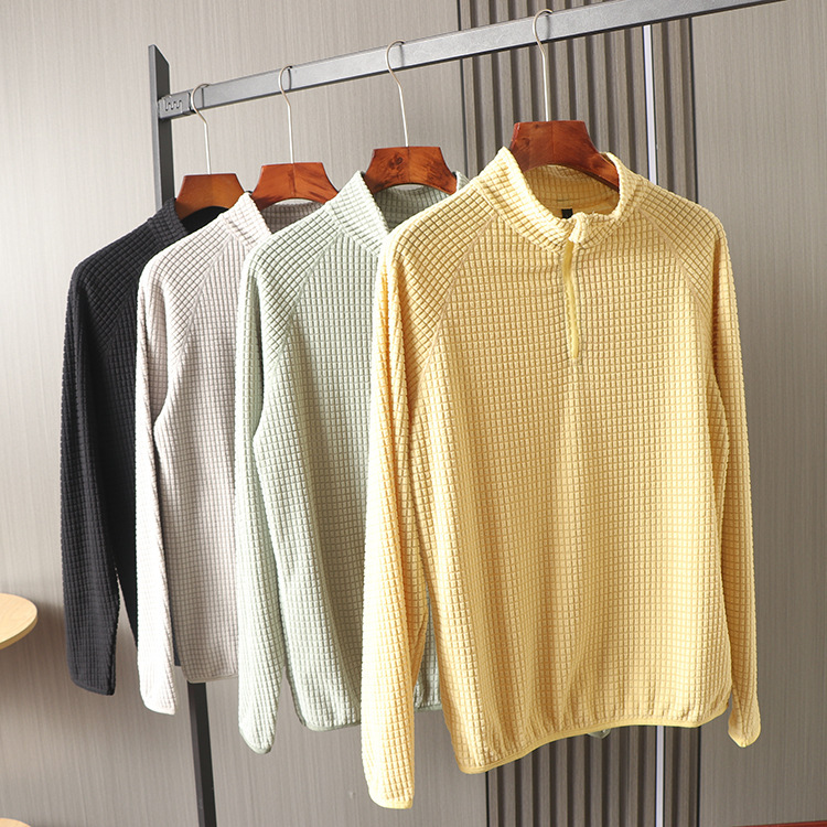 Bird line/PC velvet! Half zipper 2025 spring and autumn men's solid color outdoor sports moisture absorption breathable lock temperature T-shirt