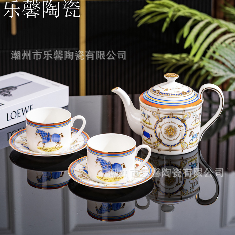 New Style Horse Bone China Coffee Cup British Style Home Afternoon Tea Tea Set High-Value Retro Cup and Saucer Gift Box Set