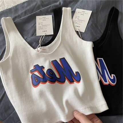 Ins Super Hot Short Sports Vest T-shirt Women's Summer Korean Style Fashionable Design High Waist and Navel Exterior Wear Clothes