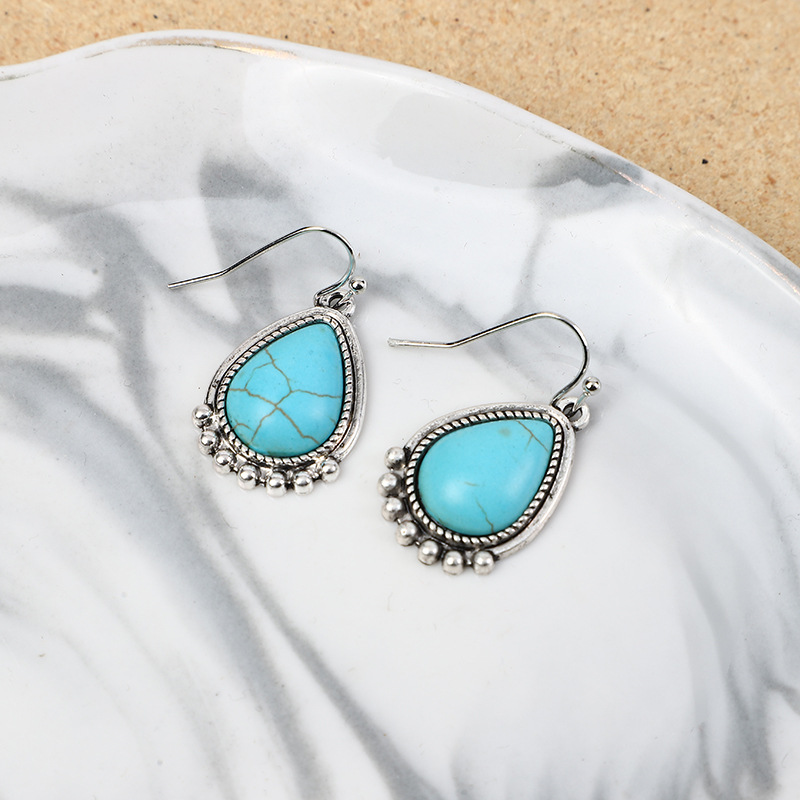 Casual Retro Geometric Alloy Turquoise Plating Unisex Earrings Necklace display picture 7
