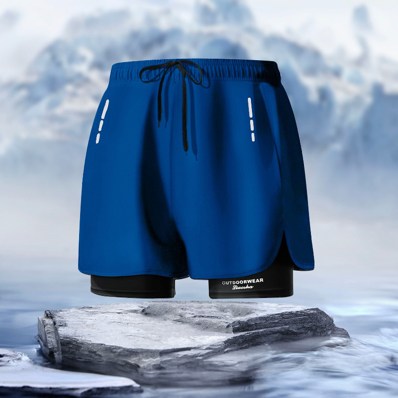 Pantalones cortos de playa de doble capa para hombre de poliéster transpirable para natación image 8