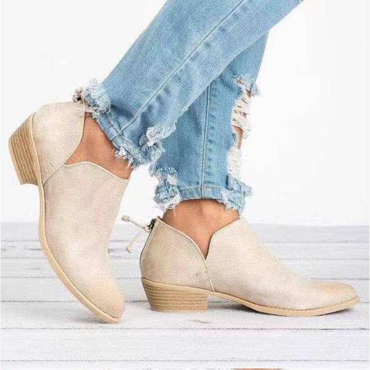 Women's ankle boots and ankle boots round head single boots 35-43 sizes_voghion.com