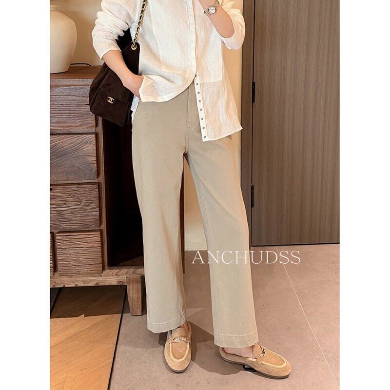 It Looks Slimming No Matter How You Style It~ Suitable for All Girls! High-Waisted Slimming Four-Way Stretch Straight-Leg Casual Jeans