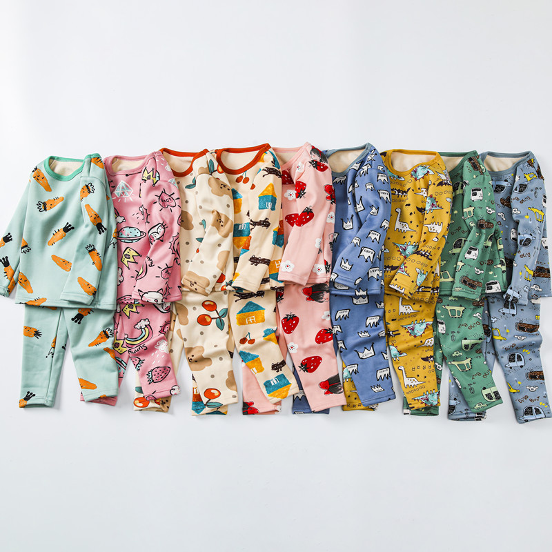 thumbnail image 4 of Conjunto de ropa interior térmica para niños, forro polar grueso, ropa de invierno para niños y bebés, pantalones largos, conjunto de ropa interior térmica para niñas, 4 of 5