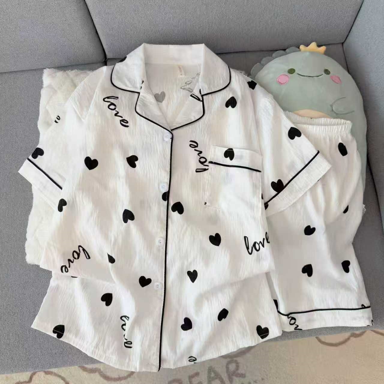 云朵棉睡衣女夏季短袖甜美卡通学生少女外贸跨境可外穿家居服套装