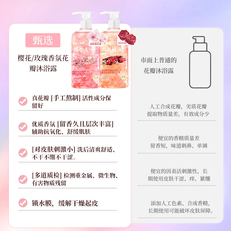 玫瑰花瓣沐浴露持久留香一件起批滋润保湿补水家庭装香水型沐浴乳|undefined