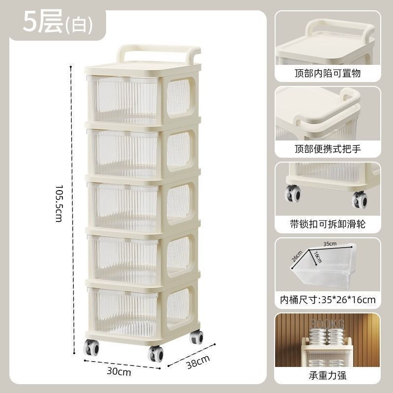小推车零食奶油风置物架落地可移动宝宝玩具储物架婴儿用品收纳柜|undefined