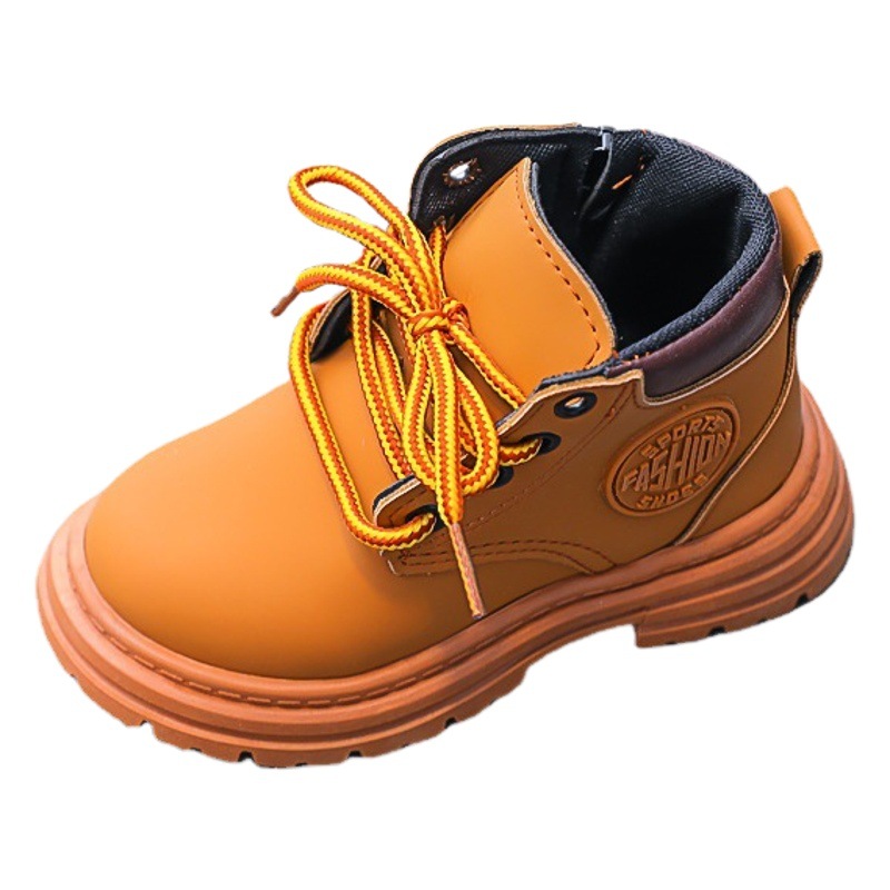 Dropshipping Children's Martin Boots 2026 Autumn and Winter New Versatile Yellow Boots for Girls and Boys in Retro British Style