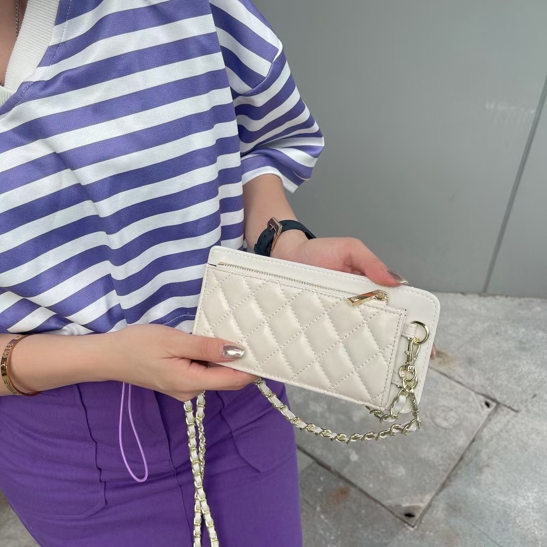Bolso pequeño de las mujeres de alta calidad de piel de oveja suave crossbody Chanel estilo perfecto cadena bolso del teléfono móvil rombo 3027