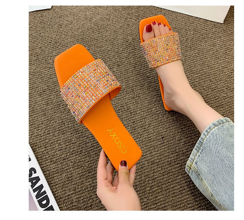 Water Diamond for Women's Outwear 2024 Summer New Fashion, Casual, Comfortable French Small Fragrant Cool Slippers_voghion.com