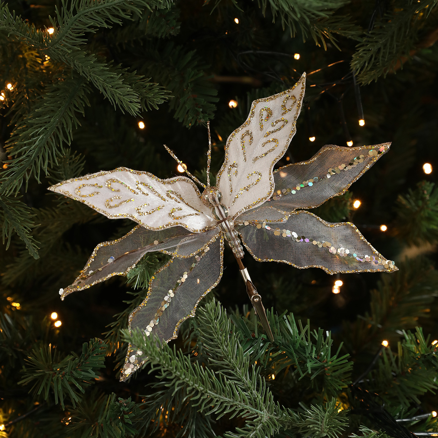 Nuevos productos de decoración de Navidad de alta calidad tela de malla de simulación de mariposas mariposas festivas decoración de bodas props