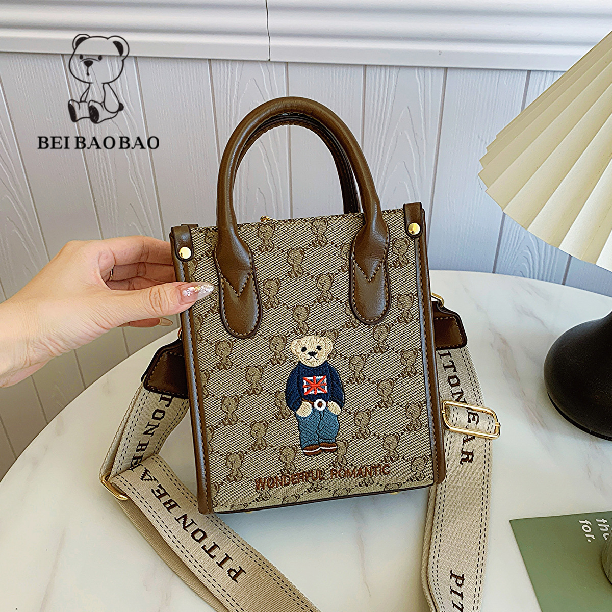 Women's Bags new trend all match handbag embroidered bear casual shoulder messenger bag female_voghion.com